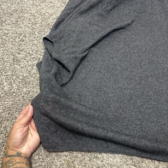 Joie Rabbit Fur Collar Cardigan Womens M Gray Oversized Wool Cashmere Soft Holes - Picture 9 of 10